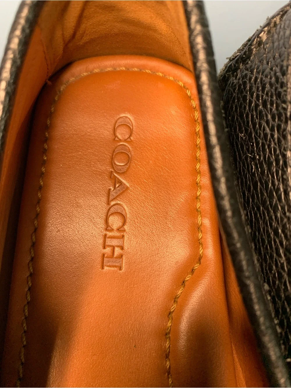 Coach Black Pebbled Leather Driving Loafer with Gold Bit